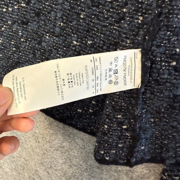 Armani Collezioni Womens Navy Blue Textured Tweed Knit Jacket Blazer Size 8 - Picture 4 of 13